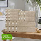 OLIVIA ROCCO Belmont Viscose Stripe Beige Towels 100% Cotton Hotel Quality Bath Towels - Joe’s Haven