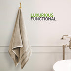 OLIVIA ROCCO Belmont Viscose Stripe Beige Towels 100% Cotton Hotel Quality Bath Towels - Joe’s Haven