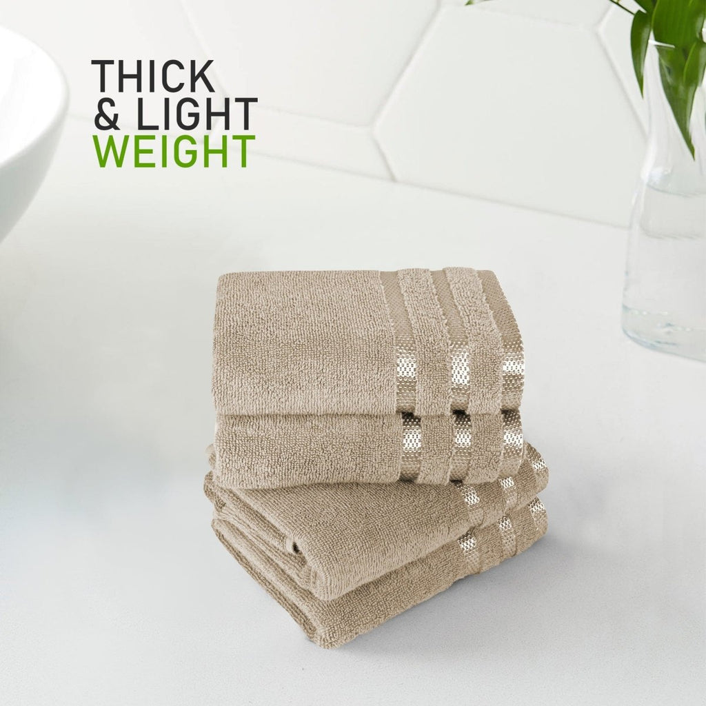 OLIVIA ROCCO Belmont Viscose Stripe Beige Towels 100% Cotton Hotel Quality Bath Towels - Joe’s Haven
