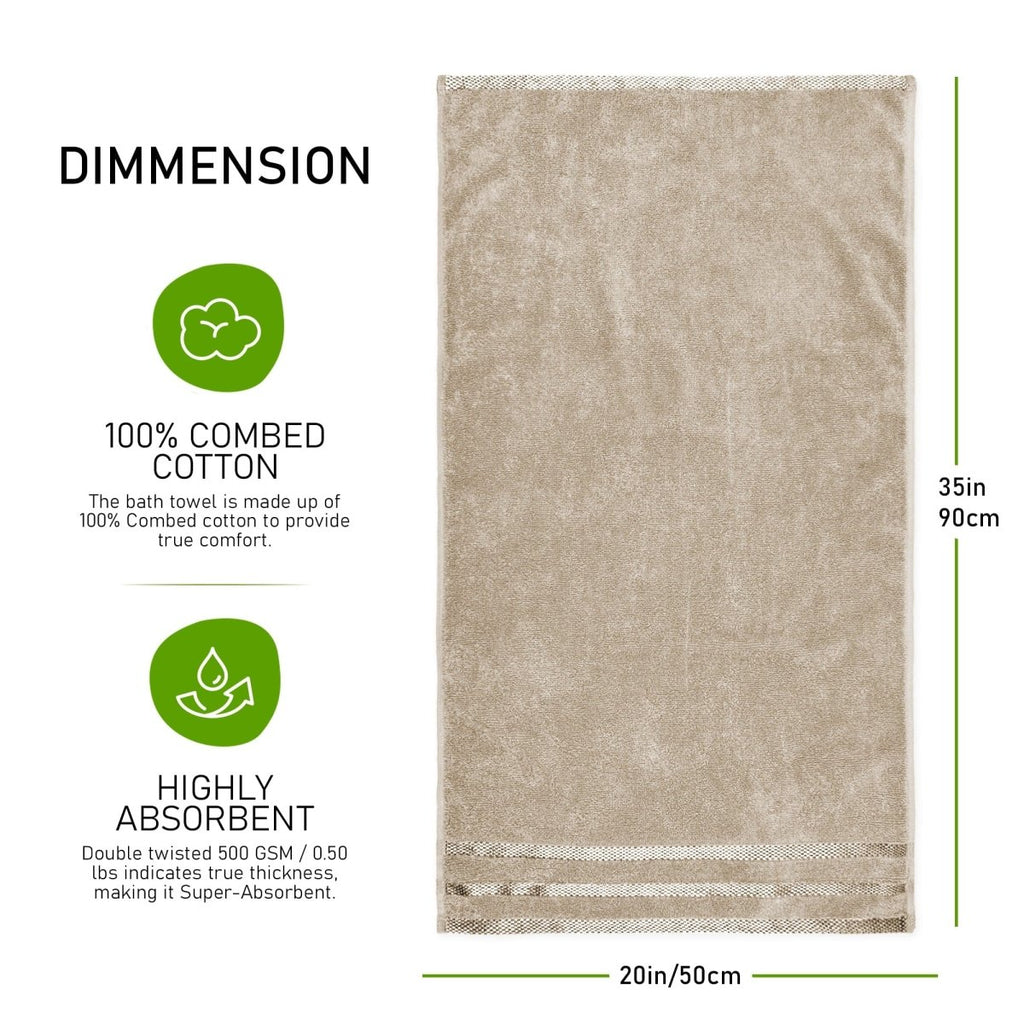 OLIVIA ROCCO Belmont Viscose Stripe Beige Towels 100% Cotton Hotel Quality Bath Towels - Joe’s Haven