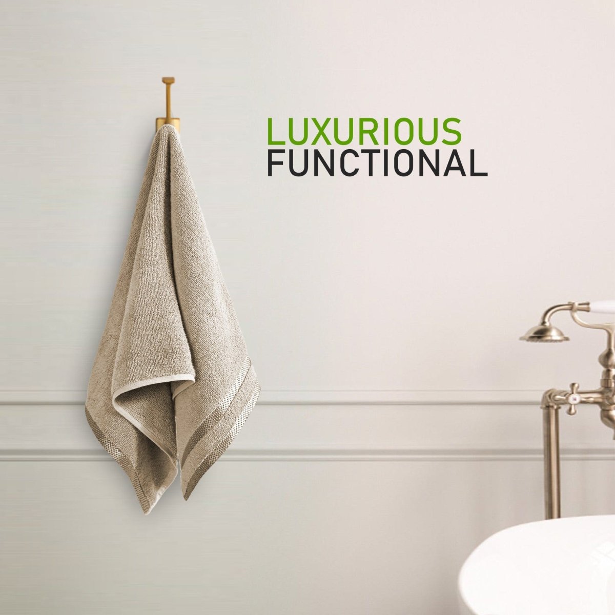 OLIVIA ROCCO Belmont Viscose Stripe Beige Towels 100% Cotton Hotel Quality Bath Towels - Joe’s Haven