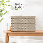 OLIVIA ROCCO Belmont Viscose Stripe Beige Towels 100% Cotton Hotel Quality Bath Towels - Joe’s Haven