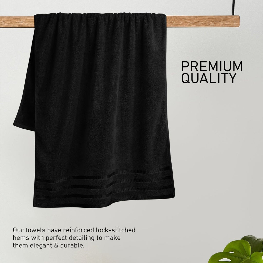 OLIVIA ROCCO Towels Belmont Viscose Stripe Black 100% Cotton Hotel Quality Bath Towels - Joe’s Haven