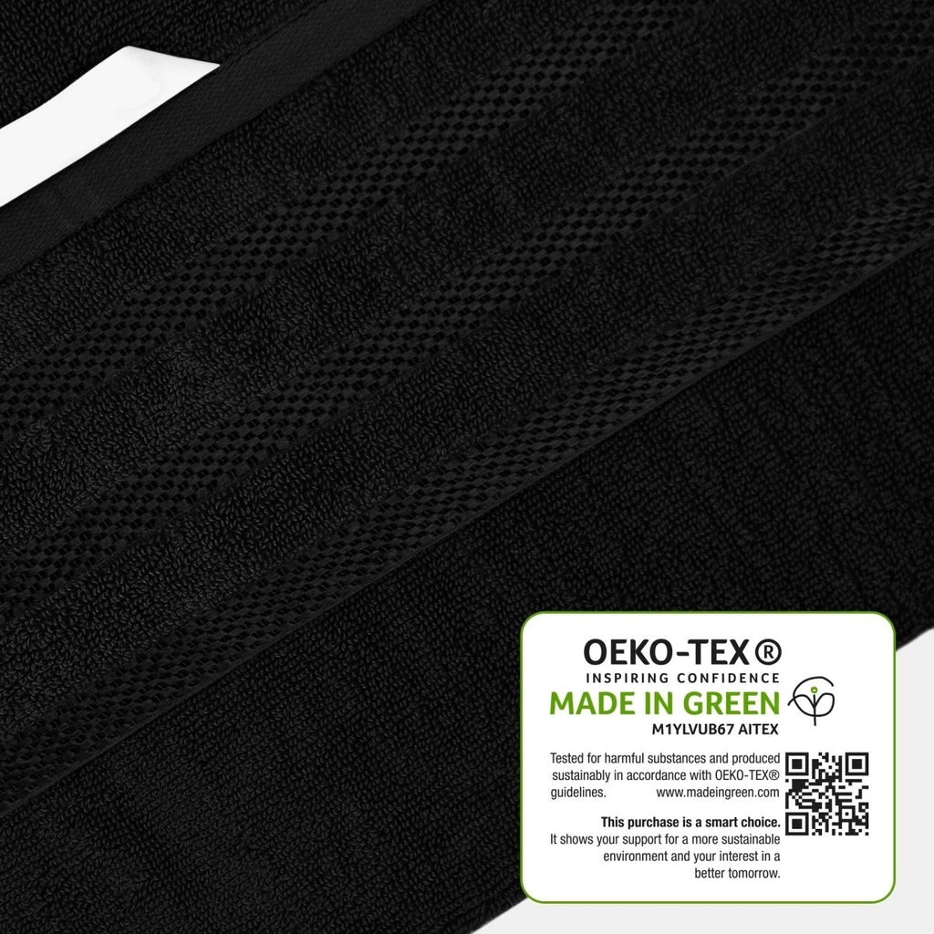 OLIVIA ROCCO Towels Belmont Viscose Stripe Black 100% Cotton Hotel Quality Bath Towels - Joe’s Haven