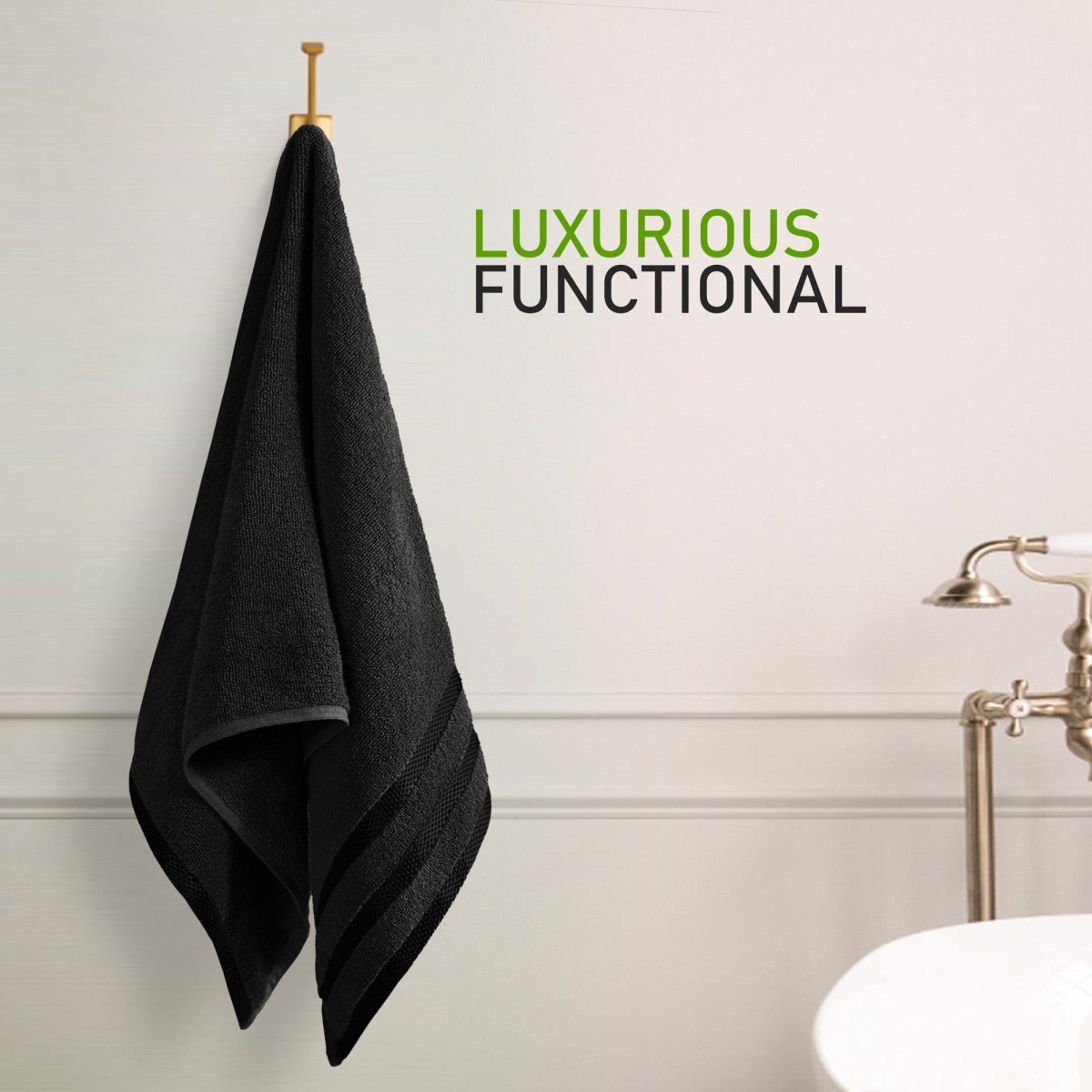 OLIVIA ROCCO Towels Belmont Viscose Stripe Black 100% Cotton Hotel Quality Bath Towels - Joe’s Haven