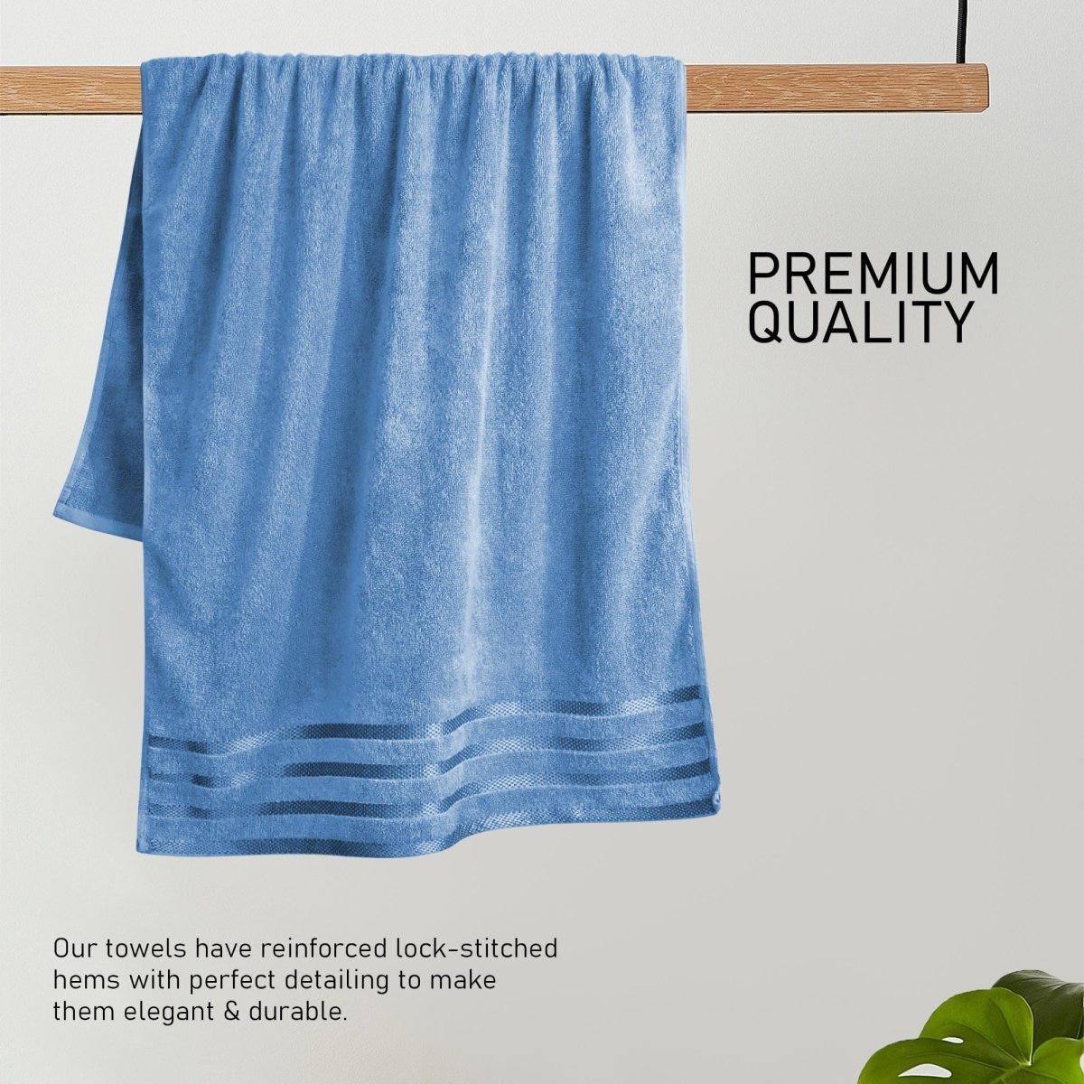 OLIVIA ROCCO Belmont Viscose Stripe Blue Towels 100% Cotton Hotel Quality Super Absorbent - Joe’s Haven