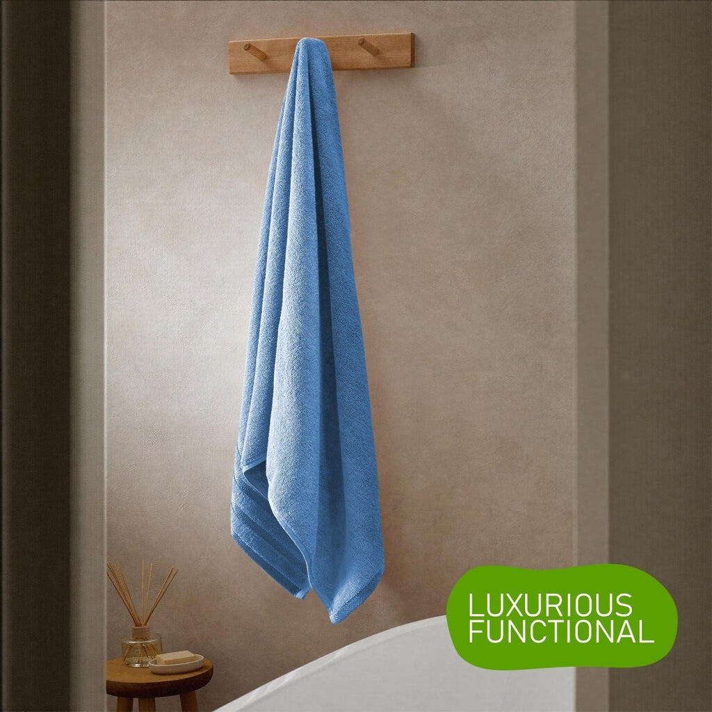 OLIVIA ROCCO Belmont Viscose Stripe Blue Towels 100% Cotton Hotel Quality Super Absorbent - Joe’s Haven