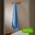 OLIVIA ROCCO Belmont Viscose Stripe Blue Towels 100% Cotton Hotel Quality Super Absorbent - Joe’s Haven