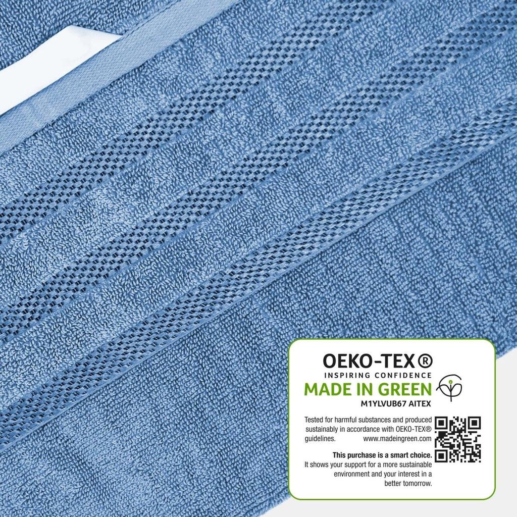 OLIVIA ROCCO Belmont Viscose Stripe Blue Towels 100% Cotton Hotel Quality Super Absorbent - Joe’s Haven