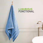 OLIVIA ROCCO Belmont Viscose Stripe Blue Towels 100% Cotton Hotel Quality Super Absorbent - Joe’s Haven