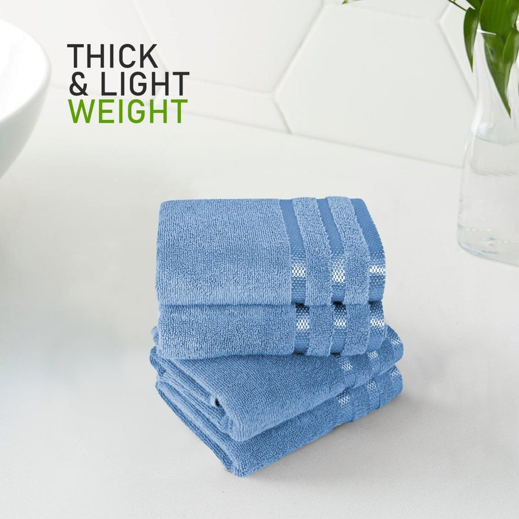 OLIVIA ROCCO Belmont Viscose Stripe Blue Towels 100% Cotton Hotel Quality Super Absorbent - Joe’s Haven