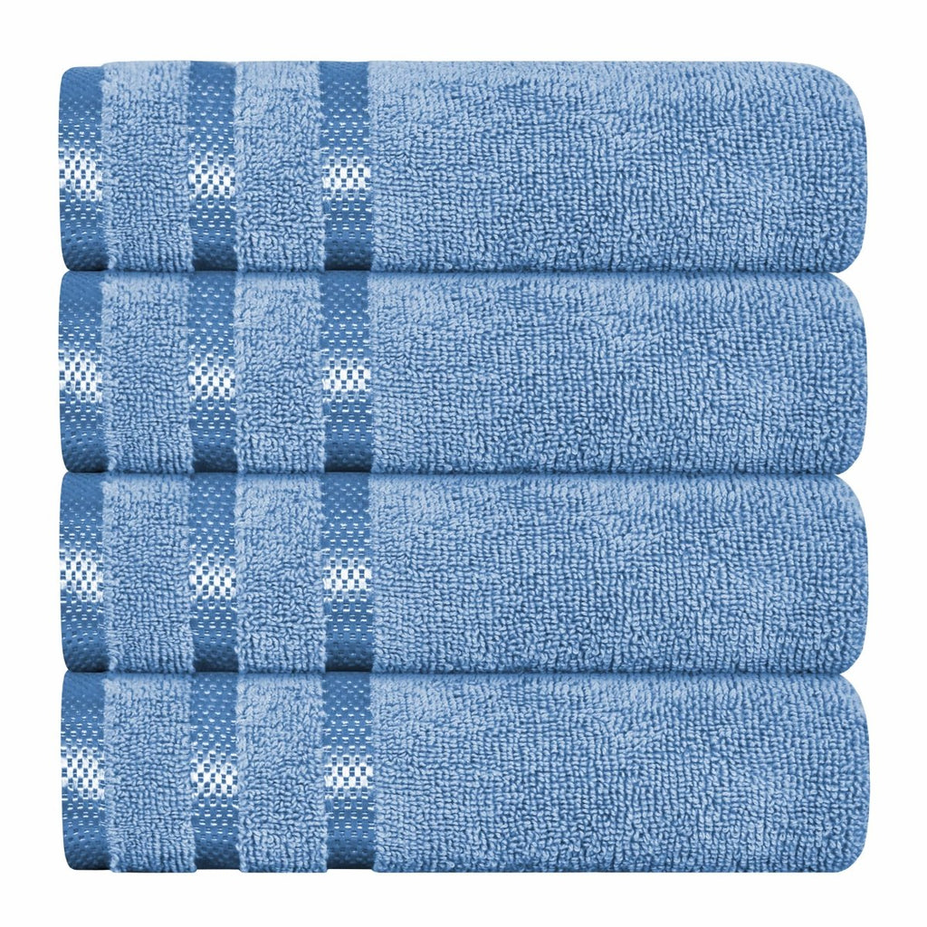 OLIVIA ROCCO Belmont Viscose Stripe Blue Towels 100% Cotton Hotel Quality Super Absorbent - Joe’s Haven