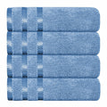 OLIVIA ROCCO Belmont Viscose Stripe Blue Towels 100% Cotton Hotel Quality Super Absorbent - Joe’s Haven