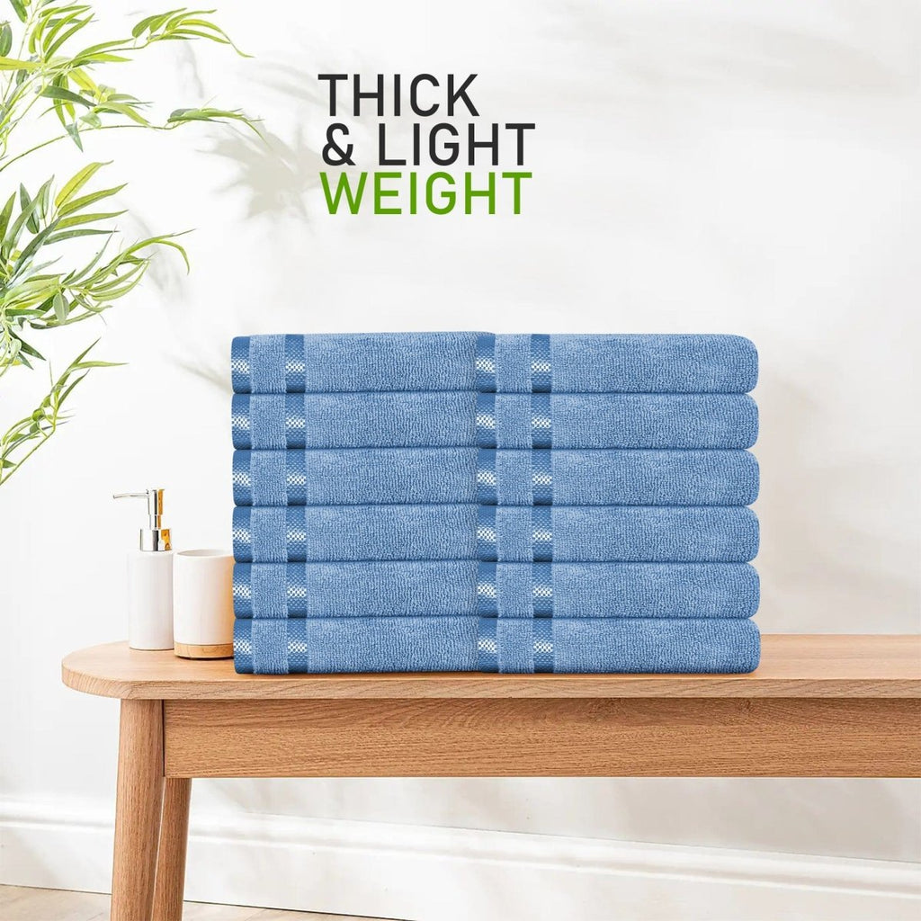 OLIVIA ROCCO Belmont Viscose Stripe Blue Towels 100% Cotton Hotel Quality Super Absorbent - Joe’s Haven