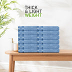 OLIVIA ROCCO Belmont Viscose Stripe Blue Towels 100% Cotton Hotel Quality Super Absorbent - Joe’s Haven