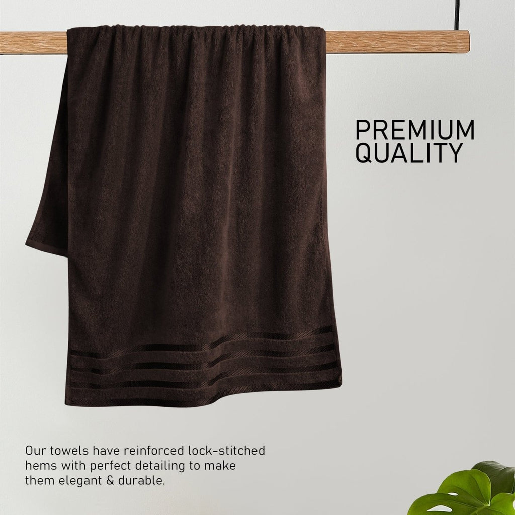 OLIVIA ROCCO Belmont Viscose Stripe Brown Towels 100% Cotton Hotel Quality Bath Towels - Joe’s Haven