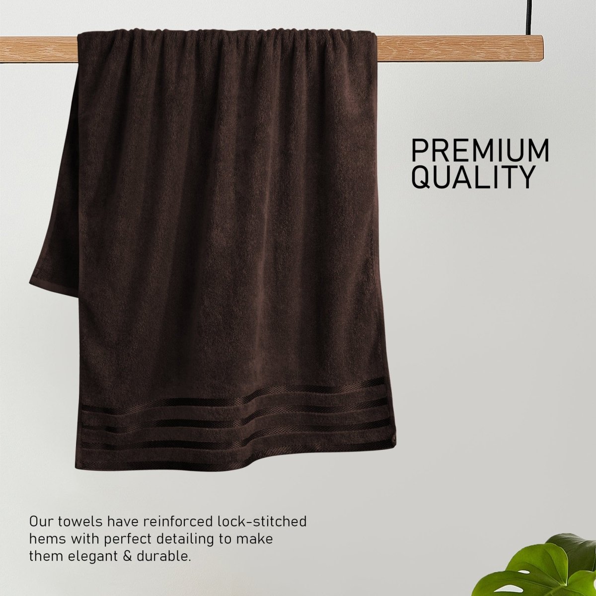OLIVIA ROCCO Belmont Viscose Stripe Brown Towels 100% Cotton Hotel Quality Bath Towels - Joe’s Haven
