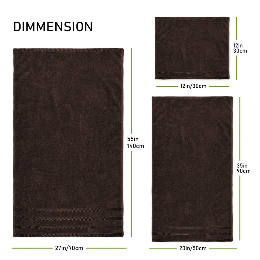 OLIVIA ROCCO Belmont Viscose Stripe Brown Towels 100% Cotton Hotel Quality Bath Towels - Joe’s Haven