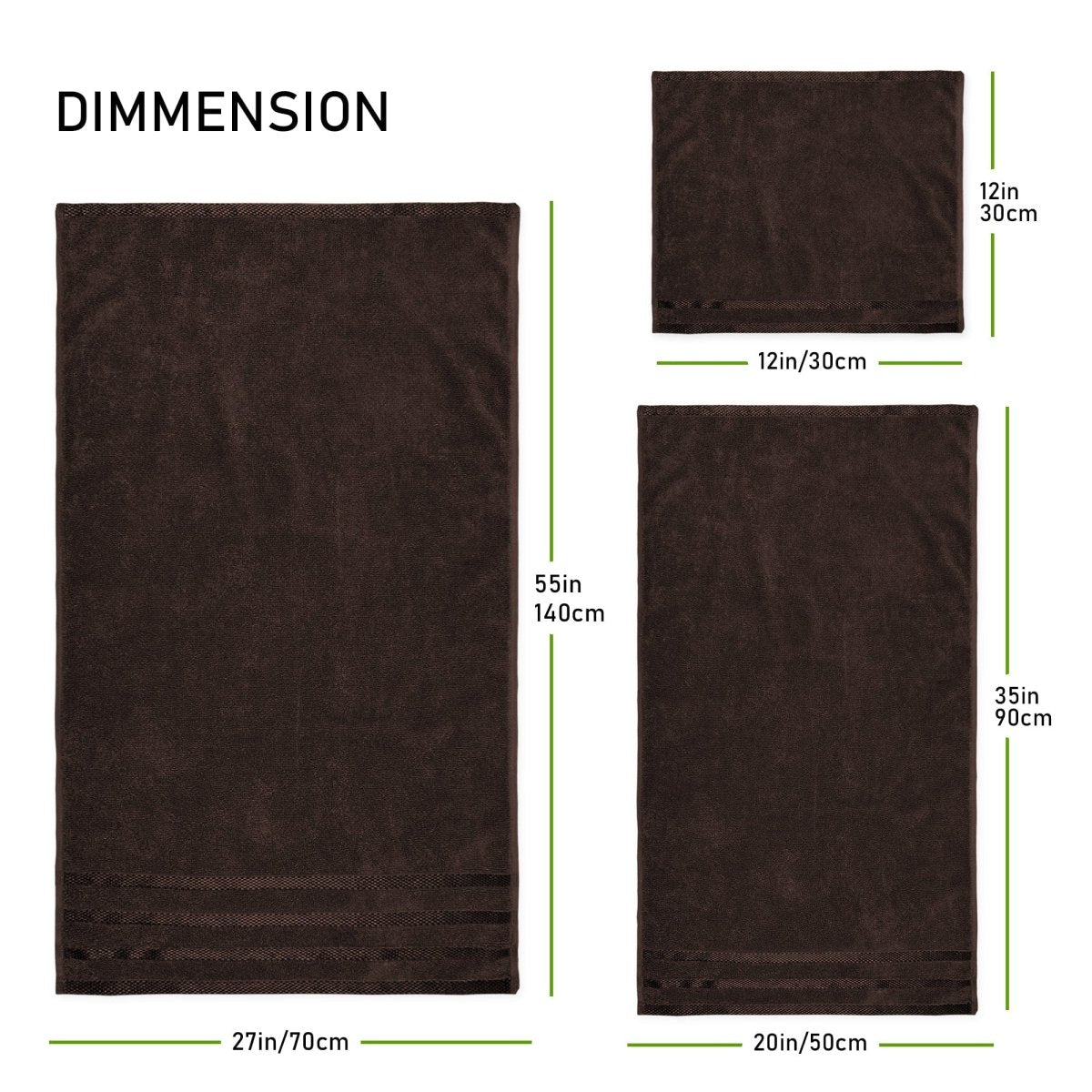 OLIVIA ROCCO Belmont Viscose Stripe Brown Towels 100% Cotton Hotel Quality Bath Towels - Joe’s Haven