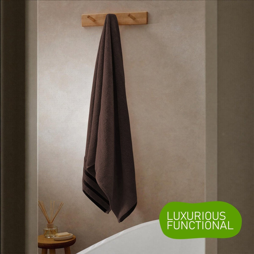 OLIVIA ROCCO Belmont Viscose Stripe Brown Towels 100% Cotton Hotel Quality Bath Towels - Joe’s Haven