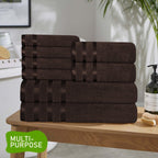 OLIVIA ROCCO Belmont Viscose Stripe Brown Towels 100% Cotton Hotel Quality Bath Towels - Joe’s Haven