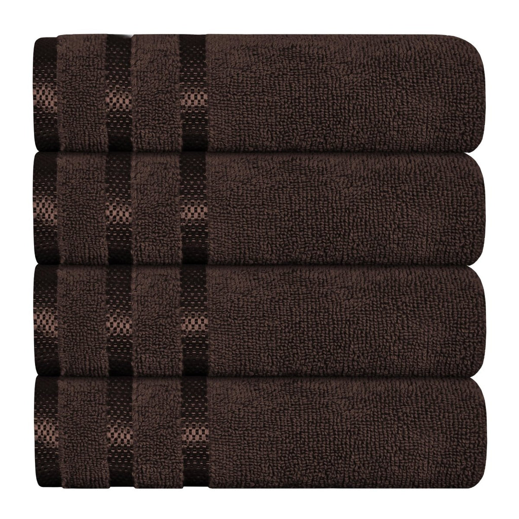 OLIVIA ROCCO Belmont Viscose Stripe Brown Towels 100% Cotton Hotel Quality Bath Towels - Joe’s Haven