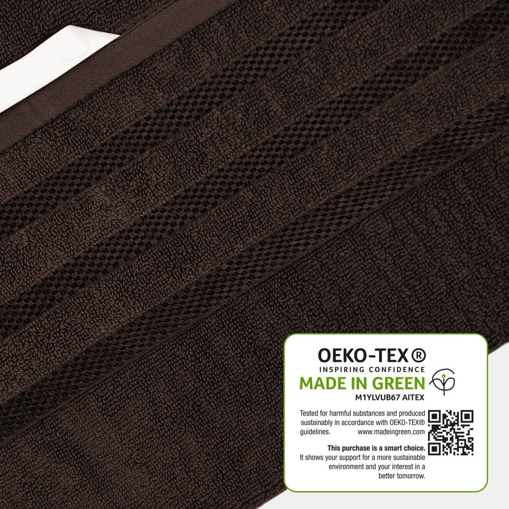 OLIVIA ROCCO Belmont Viscose Stripe Brown Towels 100% Cotton Hotel Quality Bath Towels - Joe’s Haven