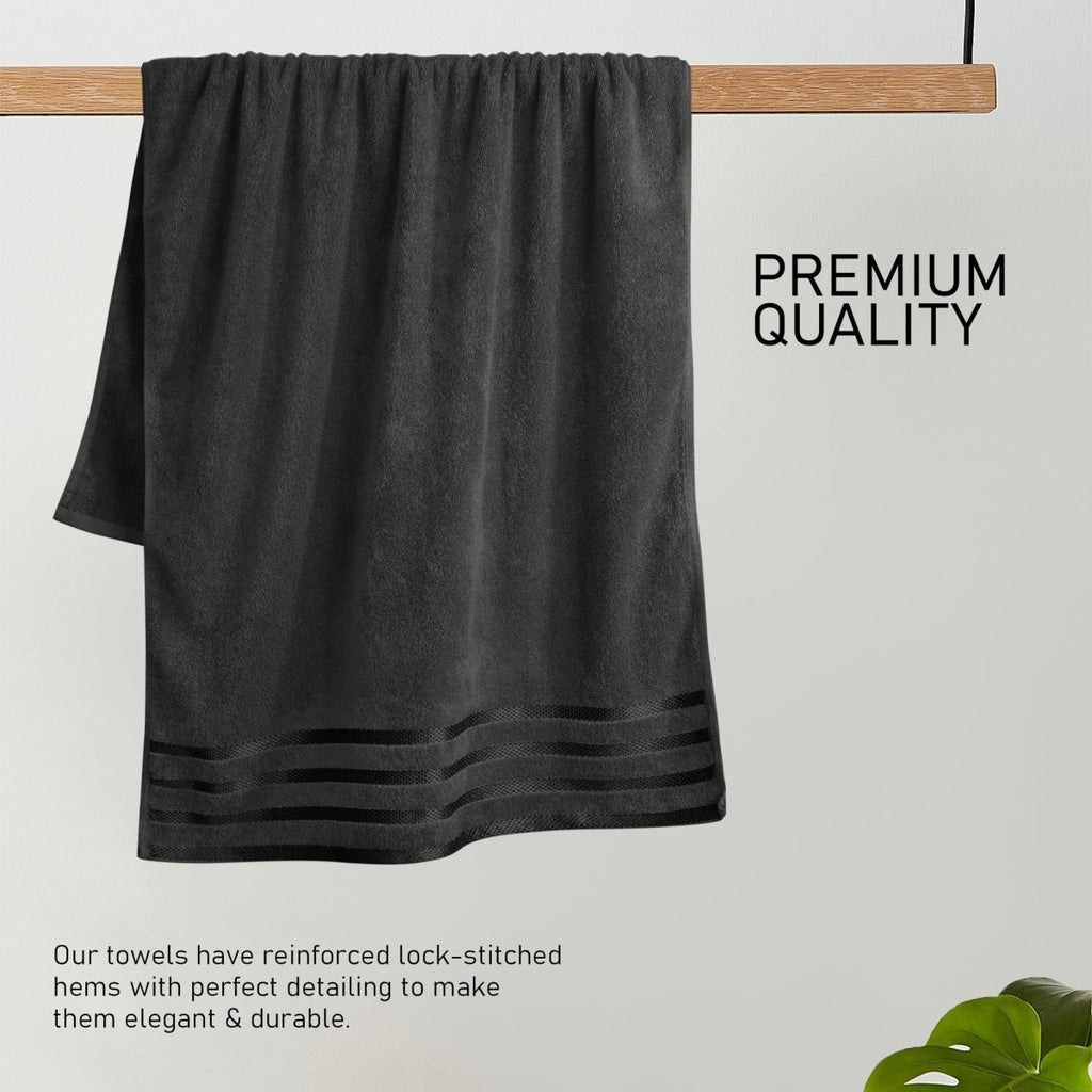 OLIVIA ROCCO Belmont Viscose Stripe Grey Towels 100% Cotton Hotel Quality Super Absorbent - Joe’s Haven
