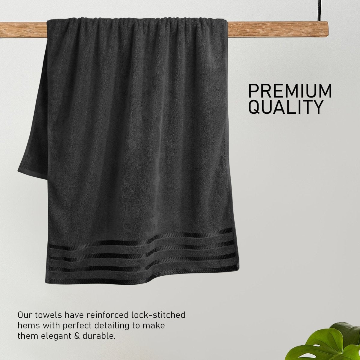 OLIVIA ROCCO Belmont Viscose Stripe Grey Towels 100% Cotton Hotel Quality Super Absorbent - Joe’s Haven