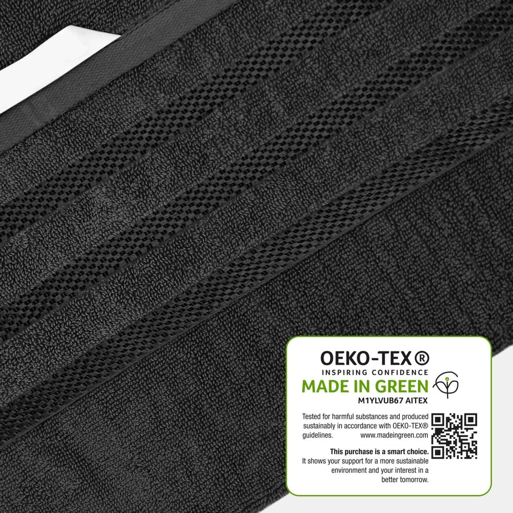 OLIVIA ROCCO Belmont Viscose Stripe Grey Towels 100% Cotton Hotel Quality Super Absorbent - Joe’s Haven