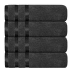 OLIVIA ROCCO Belmont Viscose Stripe Grey Towels 100% Cotton Hotel Quality Super Absorbent - Joe’s Haven