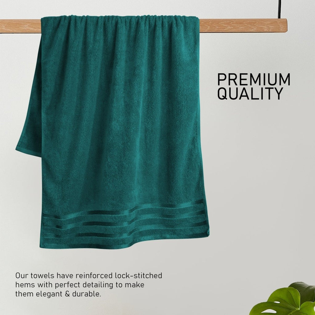 OLIVIA ROCCO Belmont Viscose Stripe Jade Green Towels 100% Cotton Hotel Quality Easy - Care Hotel - Quality Bathroom - Joe’s Haven