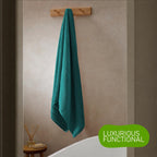 OLIVIA ROCCO Belmont Viscose Stripe Jade Green Towels 100% Cotton Hotel Quality Easy - Care Hotel - Quality Bathroom - Joe’s Haven
