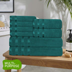 OLIVIA ROCCO Belmont Viscose Stripe Jade Green Towels 100% Cotton Hotel Quality Easy - Care Hotel - Quality Bathroom - Joe’s Haven