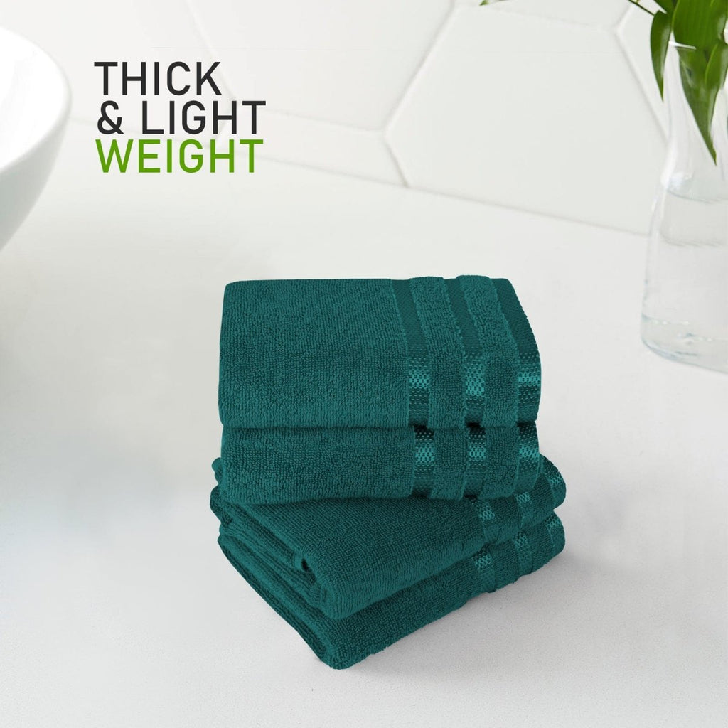 OLIVIA ROCCO Belmont Viscose Stripe Jade Green Towels 100% Cotton Hotel Quality Easy - Care Hotel - Quality Bathroom - Joe’s Haven