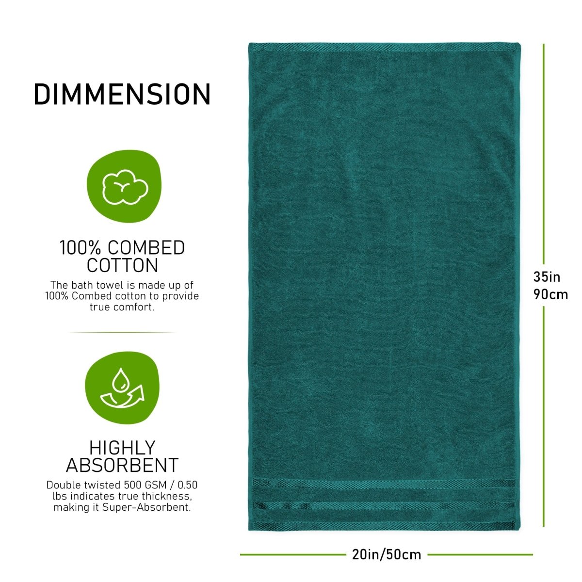 OLIVIA ROCCO Belmont Viscose Stripe Jade Green Towels 100% Cotton Hotel Quality Easy - Care Hotel - Quality Bathroom - Joe’s Haven