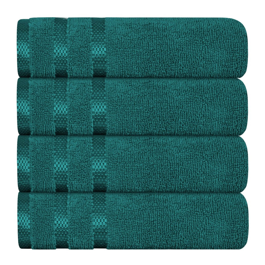 OLIVIA ROCCO Belmont Viscose Stripe Jade Green Towels 100% Cotton Hotel Quality Easy - Care Hotel - Quality Bathroom - Joe’s Haven