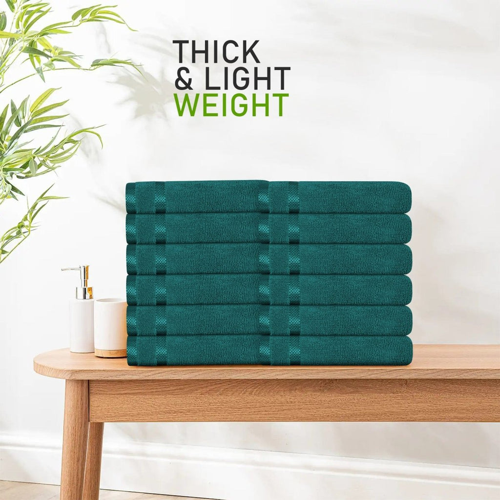 OLIVIA ROCCO Belmont Viscose Stripe Jade Green Towels 100% Cotton Hotel Quality Easy - Care Hotel - Quality Bathroom - Joe’s Haven