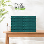 OLIVIA ROCCO Belmont Viscose Stripe Jade Green Towels 100% Cotton Hotel Quality Easy - Care Hotel - Quality Bathroom - Joe’s Haven