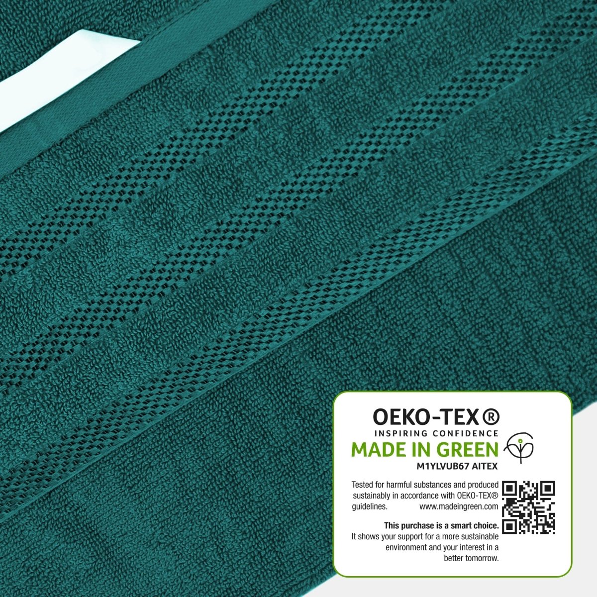 OLIVIA ROCCO Belmont Viscose Stripe Jade Green Towels 100% Cotton Hotel Quality Easy - Care Hotel - Quality Bathroom - Joe’s Haven