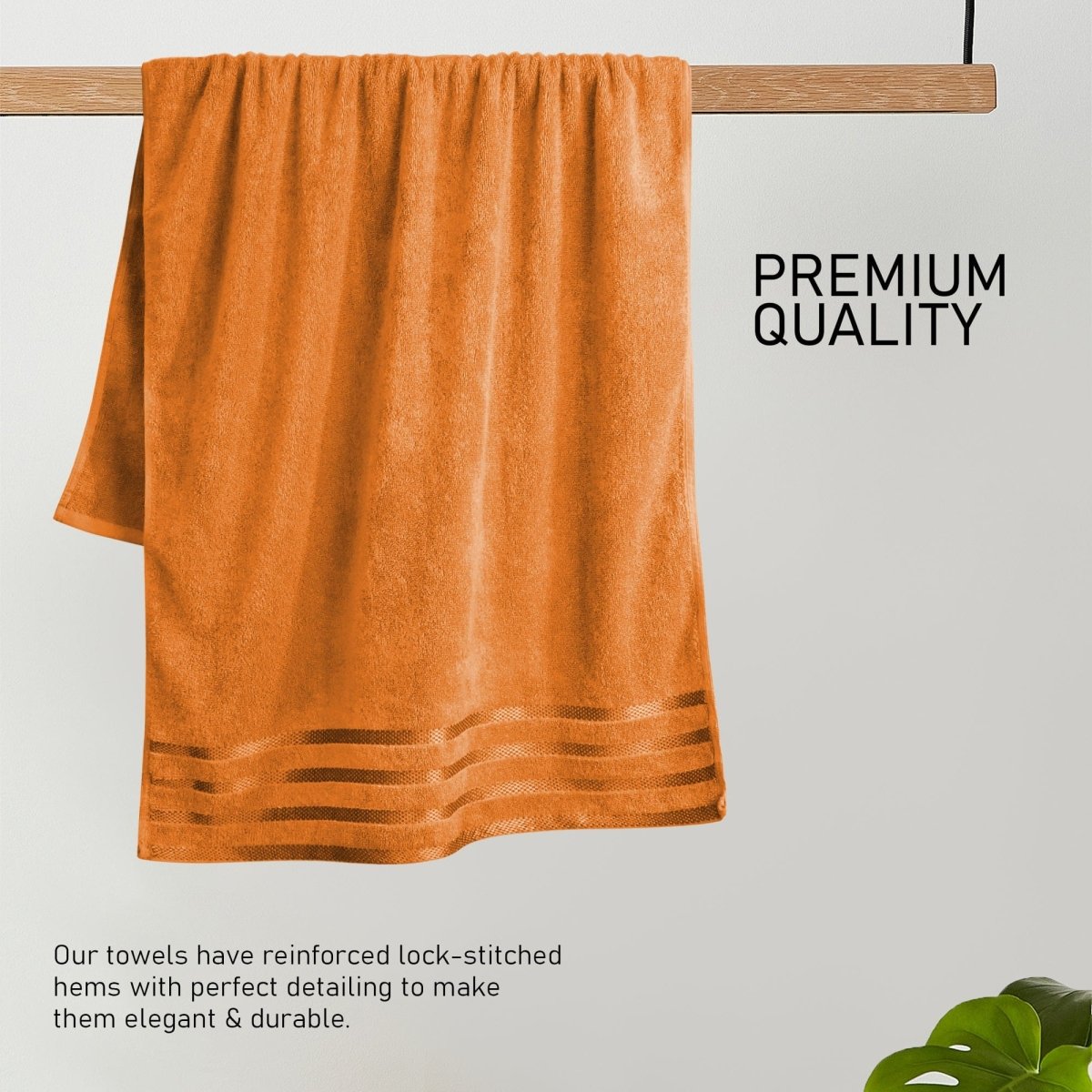 OLIVIA ROCCO Belmont Viscose Stripe Orange Towels 100% Cotton Hotel Quality Bath Towels - Joe’s Haven