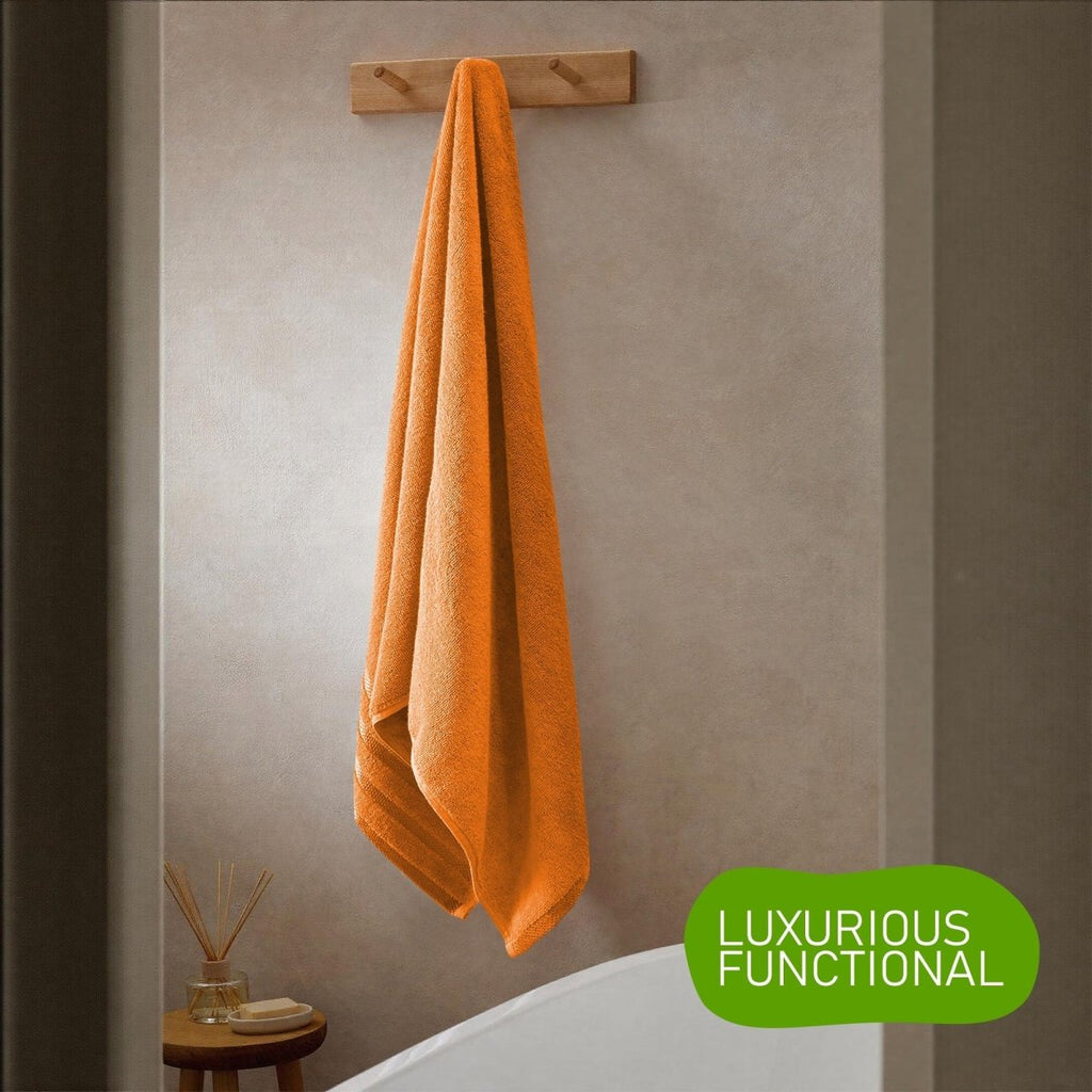 OLIVIA ROCCO Belmont Viscose Stripe Orange Towels 100% Cotton Hotel Quality Bath Towels - Joe’s Haven