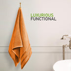 OLIVIA ROCCO Belmont Viscose Stripe Orange Towels 100% Cotton Hotel Quality Bath Towels - Joe’s Haven