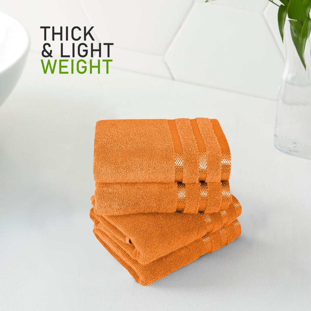 OLIVIA ROCCO Belmont Viscose Stripe Orange Towels 100% Cotton Hotel Quality Bath Towels - Joe’s Haven