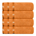 OLIVIA ROCCO Belmont Viscose Stripe Orange Towels 100% Cotton Hotel Quality Bath Towels - Joe’s Haven