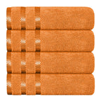 OLIVIA ROCCO Belmont Viscose Stripe Orange Towels 100% Cotton Hotel Quality Bath Towels - Joe’s Haven