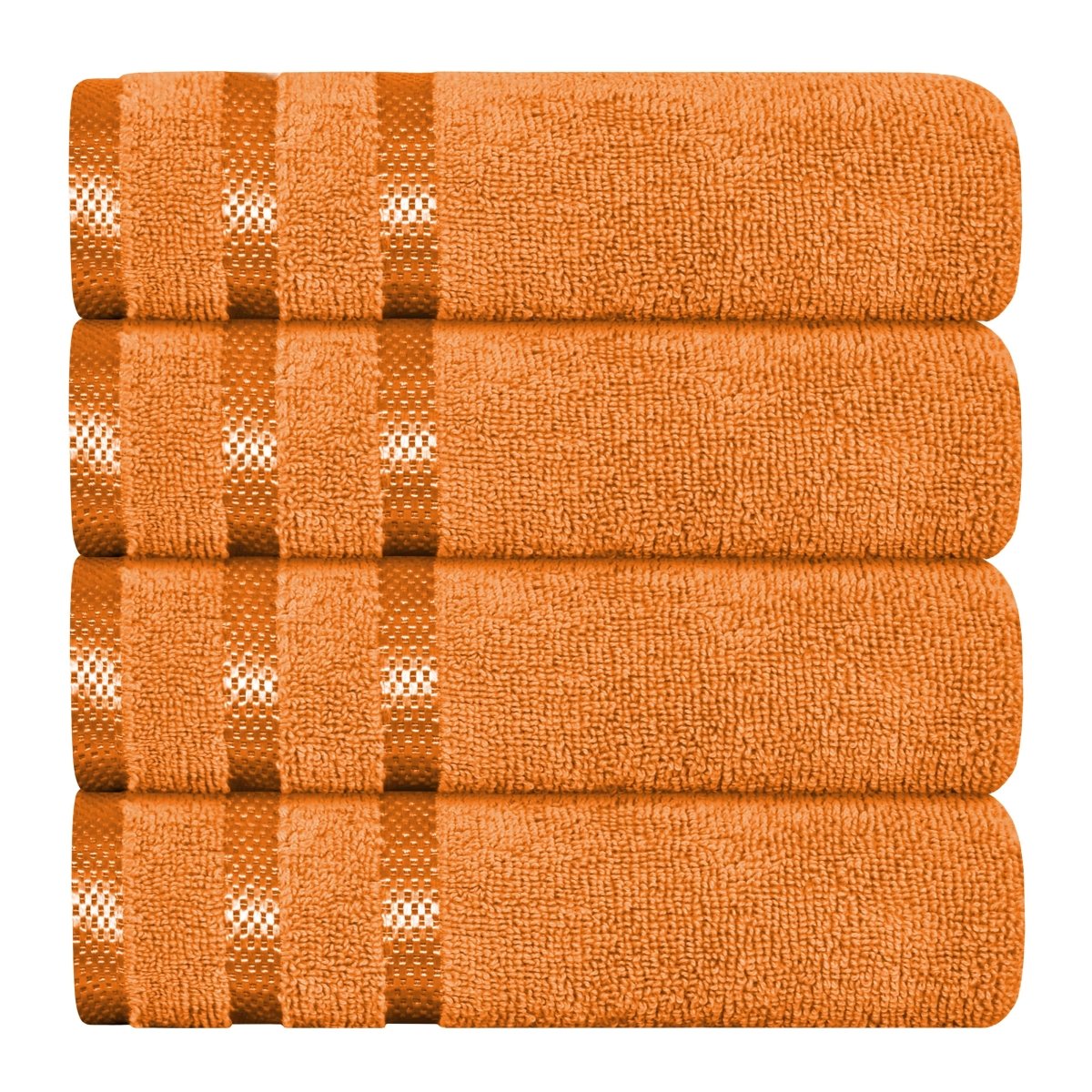 OLIVIA ROCCO Belmont Viscose Stripe Orange Towels 100% Cotton Hotel Quality Bath Towels - Joe’s Haven