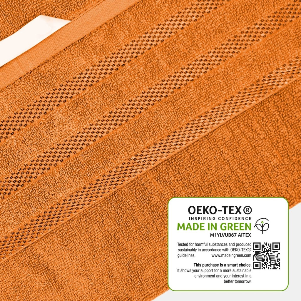 OLIVIA ROCCO Belmont Viscose Stripe Orange Towels 100% Cotton Hotel Quality Bath Towels - Joe’s Haven