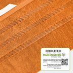 OLIVIA ROCCO Belmont Viscose Stripe Orange Towels 100% Cotton Hotel Quality Bath Towels - Joe’s Haven