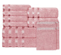 OLIVIA ROCCO Belmont Viscose Stripe Pink Towels 100% Cotton Hotel Quality Super Absorbent - Joe’s Haven